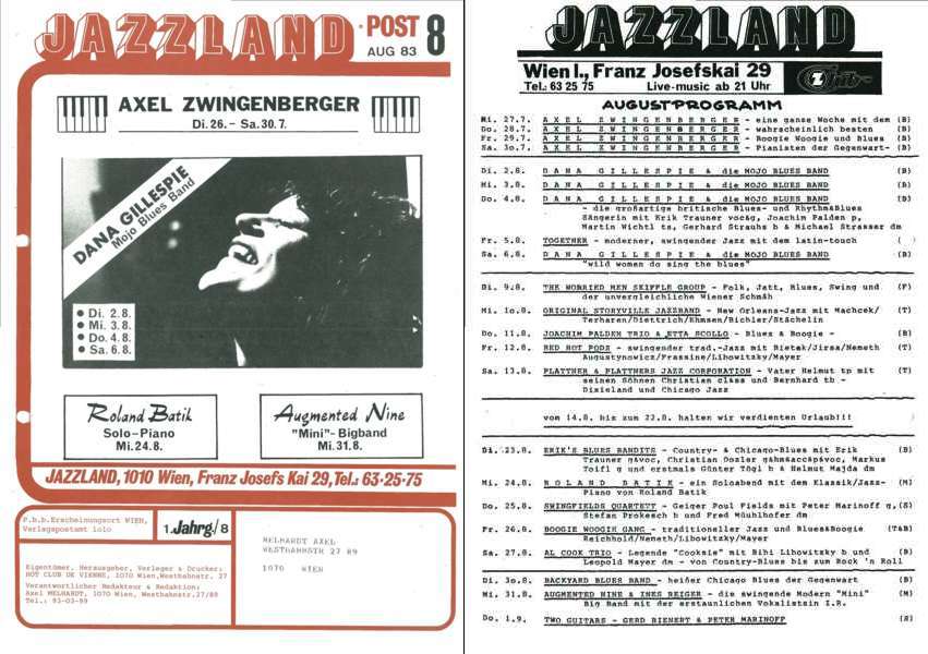 Jazzland Programm-Cover 08/1983