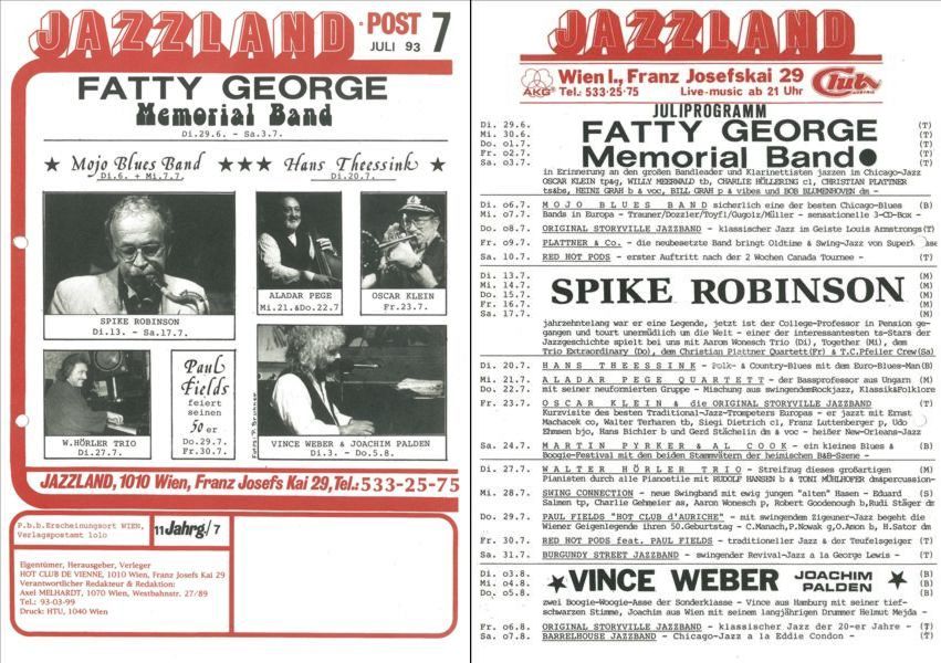 Jazzland Programm-Cover 07-08/1993