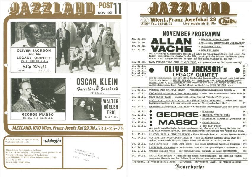 Jazzland Programm-Cover 11/1993