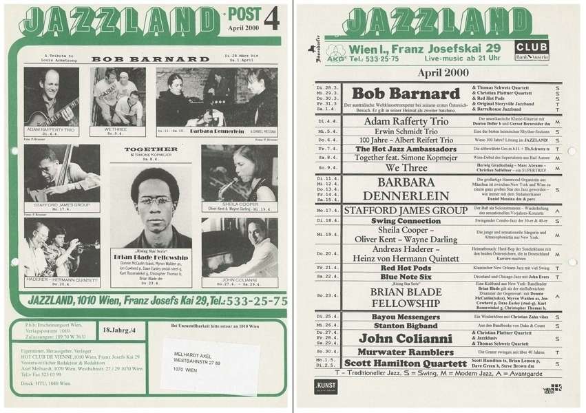 Jazzland Programm-Cover 04/2000