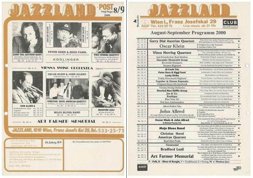 Jazzland Programm-Cover 08-09/2000
