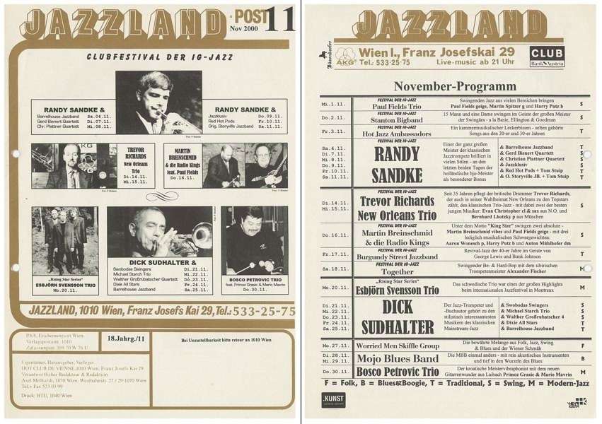 Jazzland Programm-Cover 11/2000