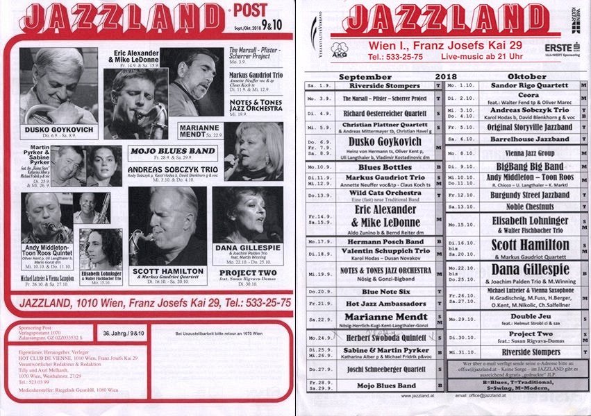 Jazzland Programm-Cover 09-10/2018