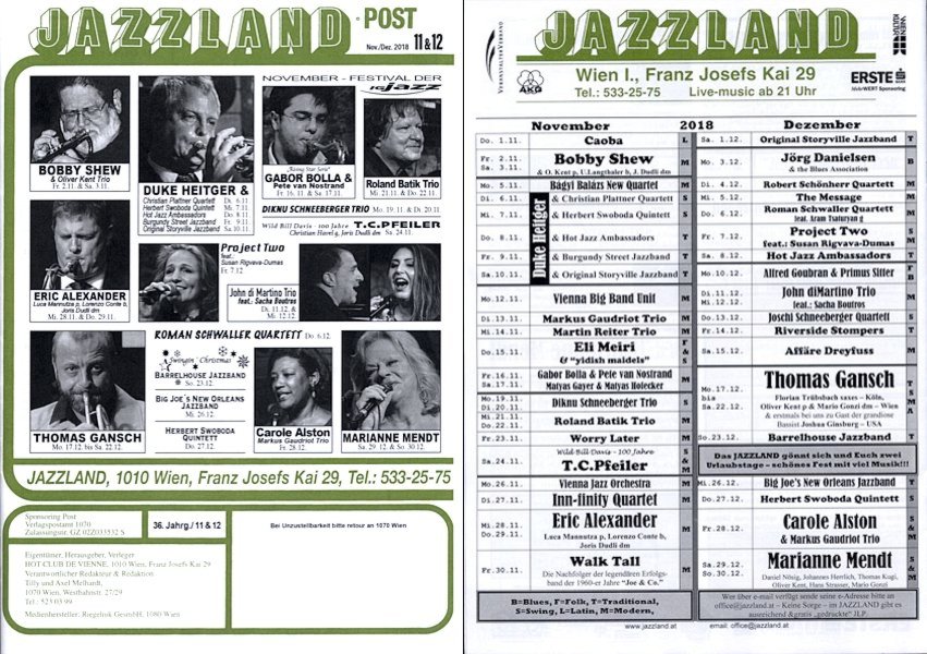 Jazzland Programm-Cover 11-12/2018