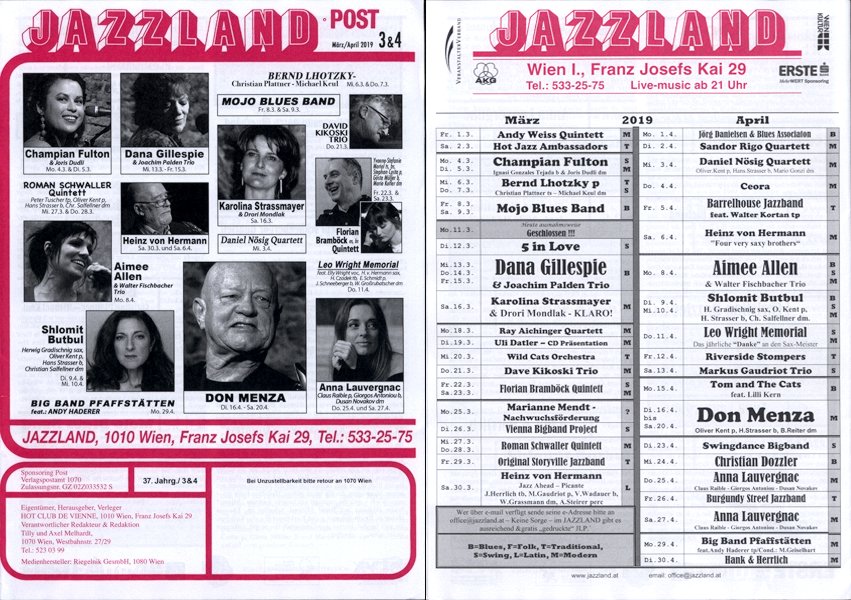 Jazzland Programm-Cover 03-04/2019