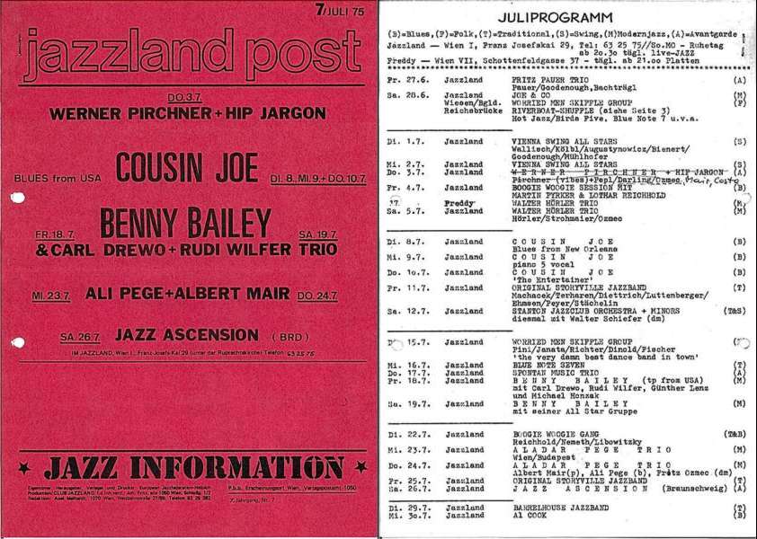 Jazzland Programm-Cover 07/1975