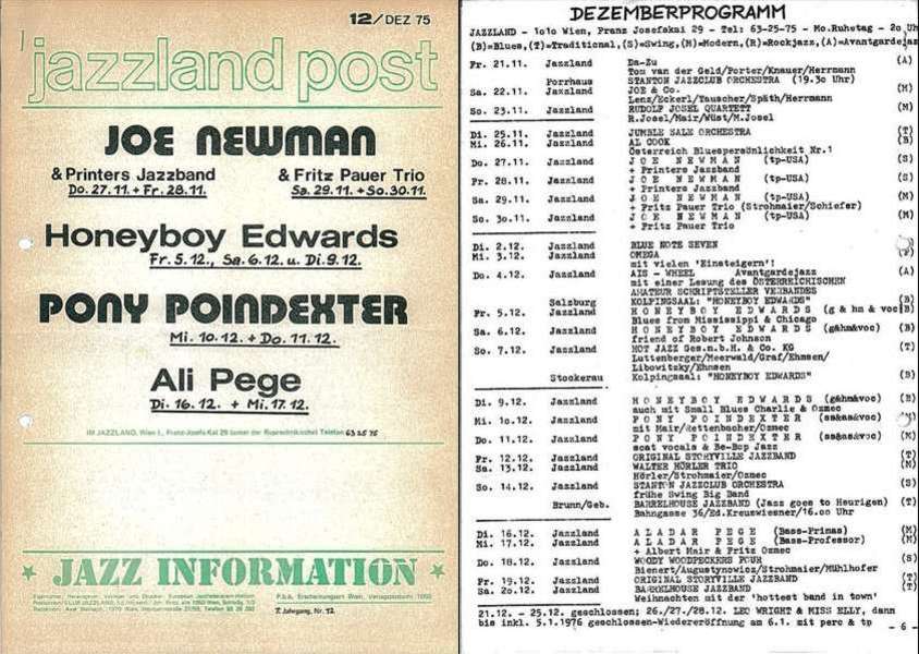 Jazzland Programm-Cover 12/1975