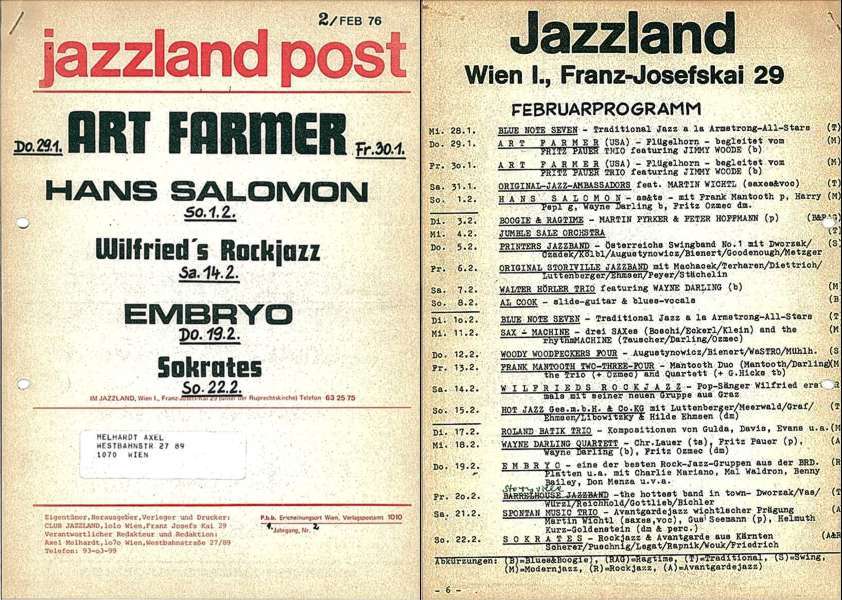 Jazzland Programm-Cover 02/1976