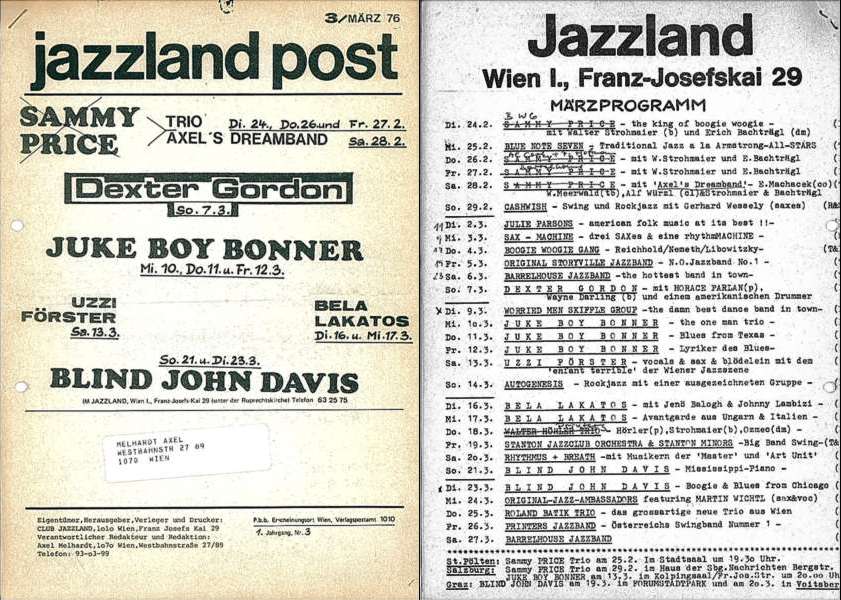 Jazzland Programm-Cover 03/1976