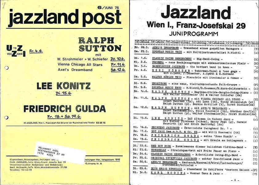 Jazzland Programm-Cover 06/1976