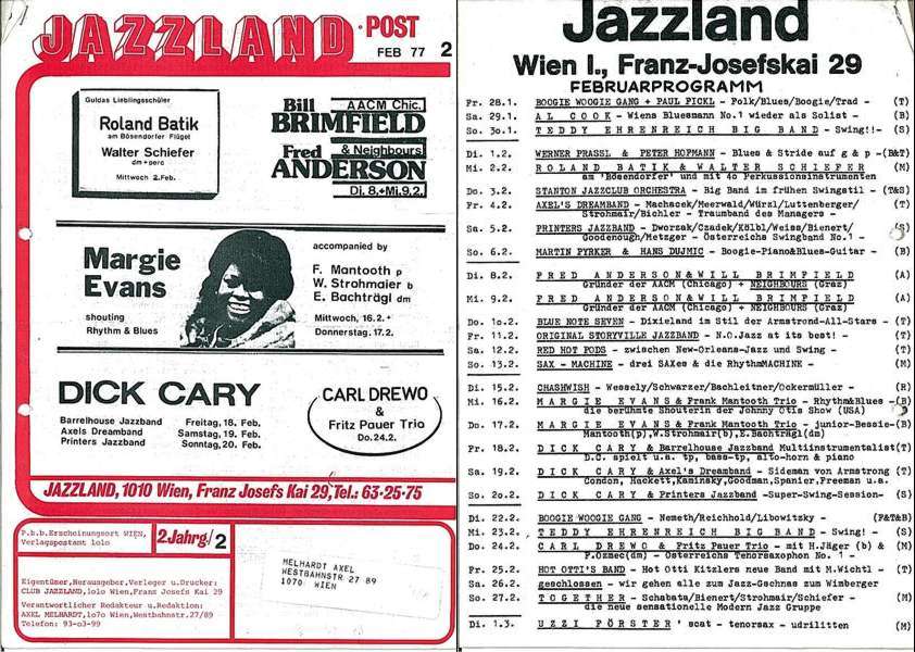 Jazzland Programm-Cover 02/1977