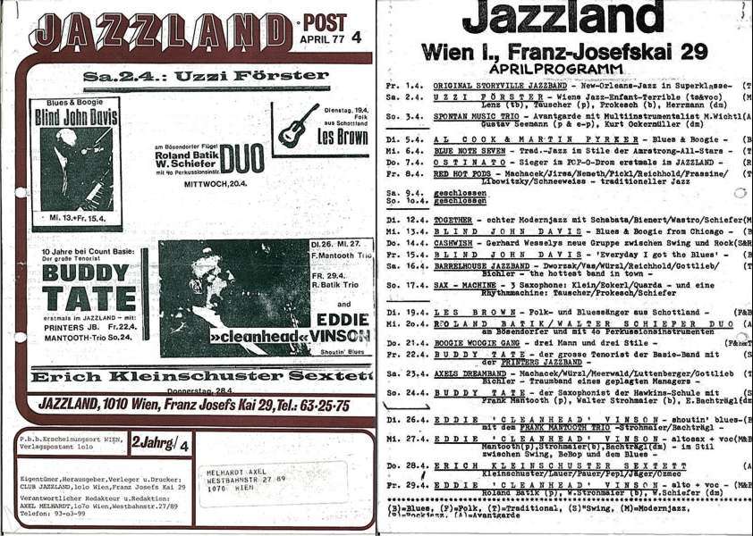 Jazzland Programm-Cover 04/1977