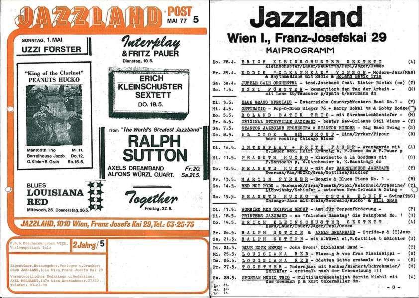 Jazzland Programm-Cover 05/1977