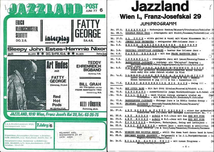 Jazzland Programm-Cover 06/1977