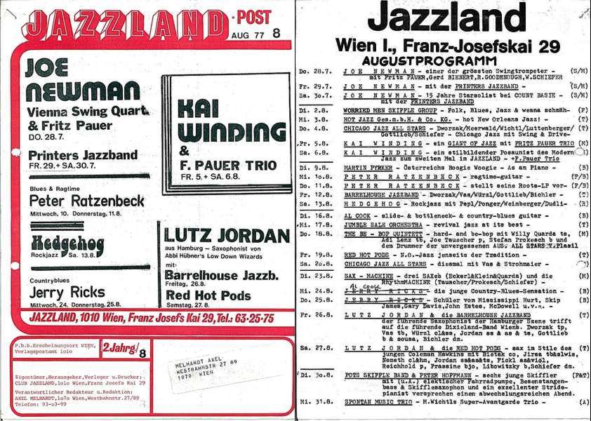 Jazzland Programm-Cover 08/1977