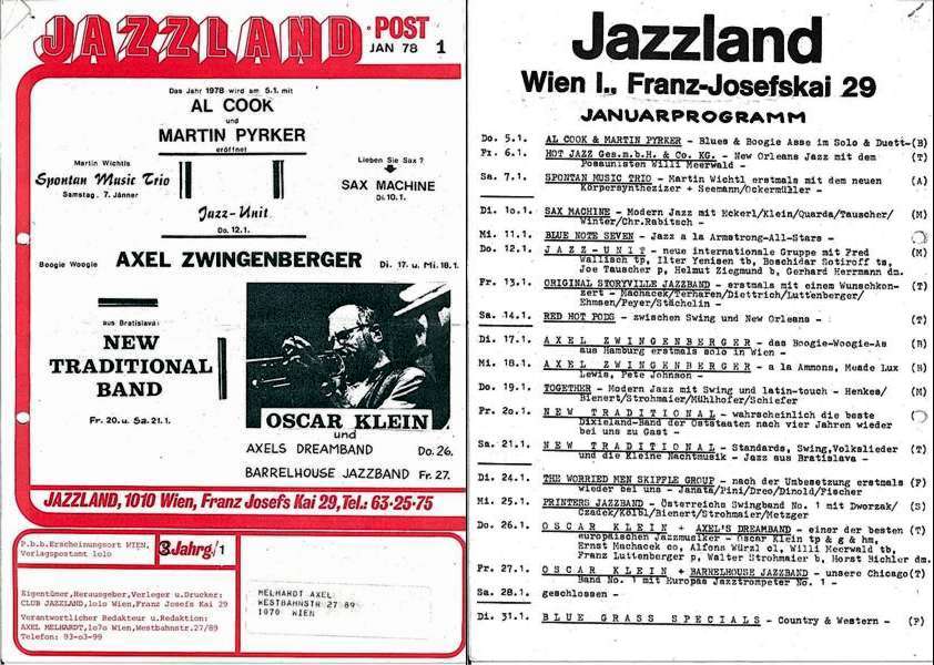 Jazzland Programm-Cover 01/1978