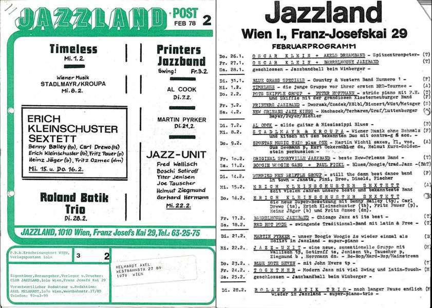 Jazzland Programm-Cover 02/1978