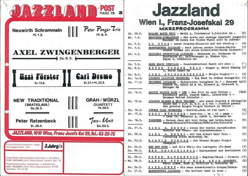 Jazzland Programm-Cover 03/1978