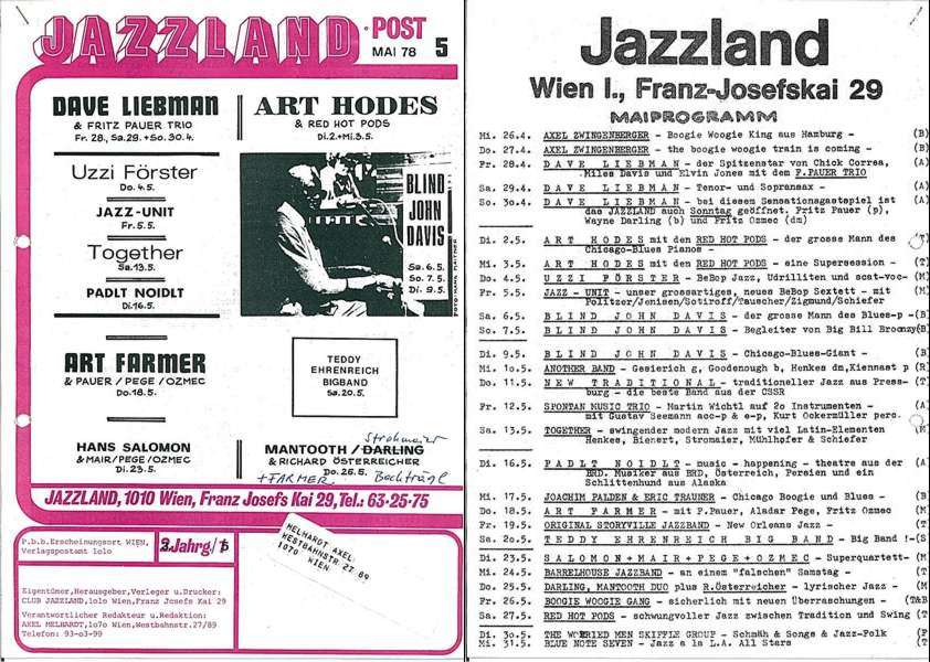 Jazzland Programm-Cover 05/1978