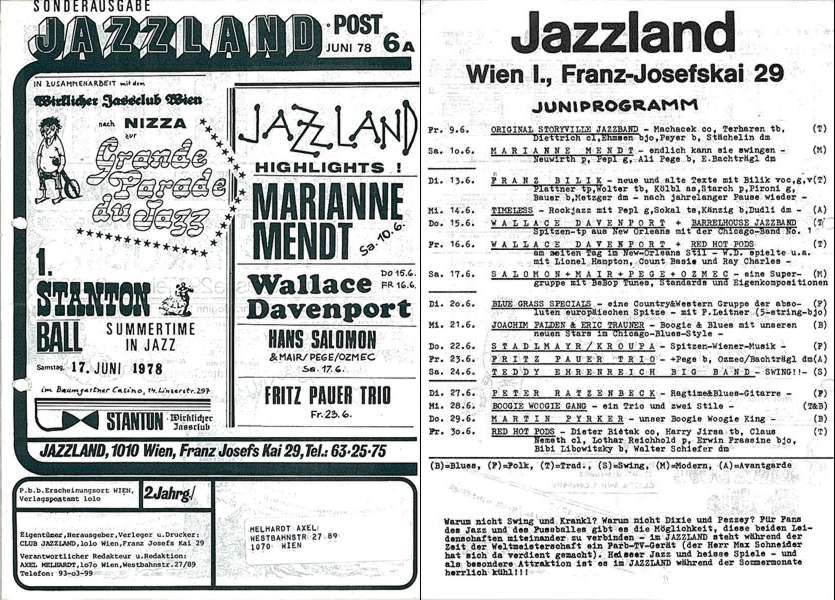 Jazzland Programm-Cover 06/1978