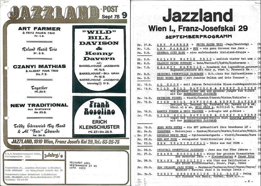 Jazzland Programm-Cover 09/1978