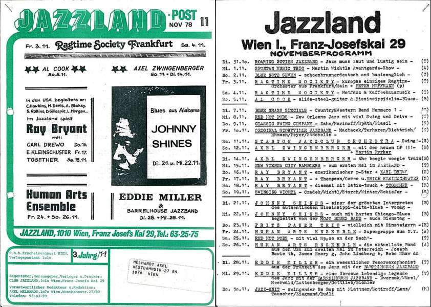 Jazzland Programm-Cover 11/1978