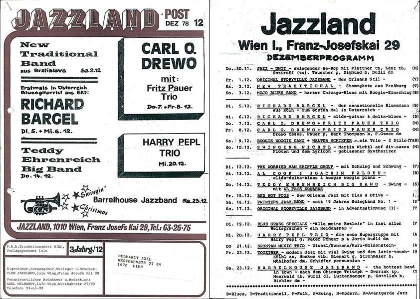 Jazzland Programm-Cover 12/1978