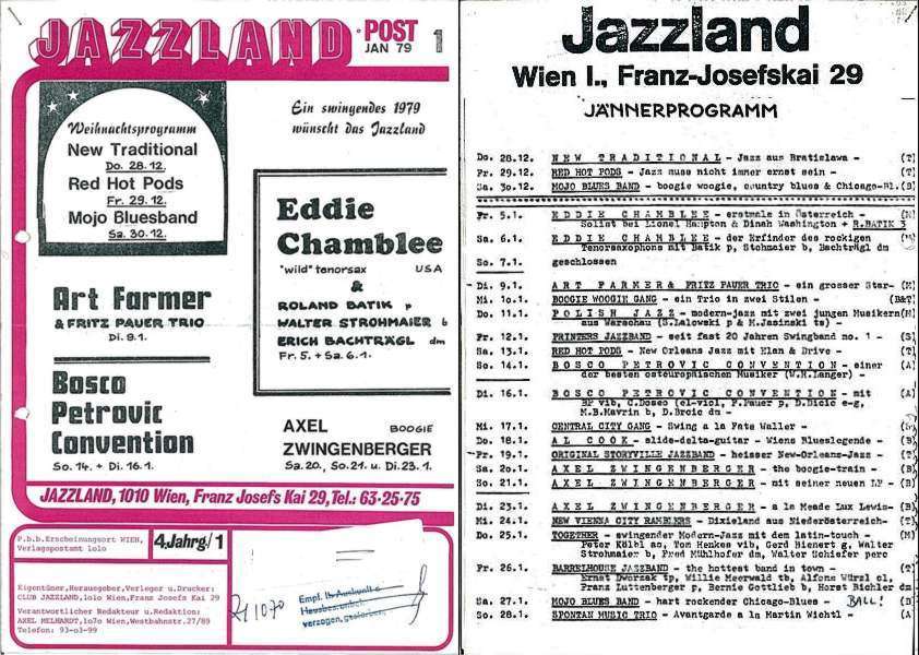 Jazzland Programm-Cover 01/1979