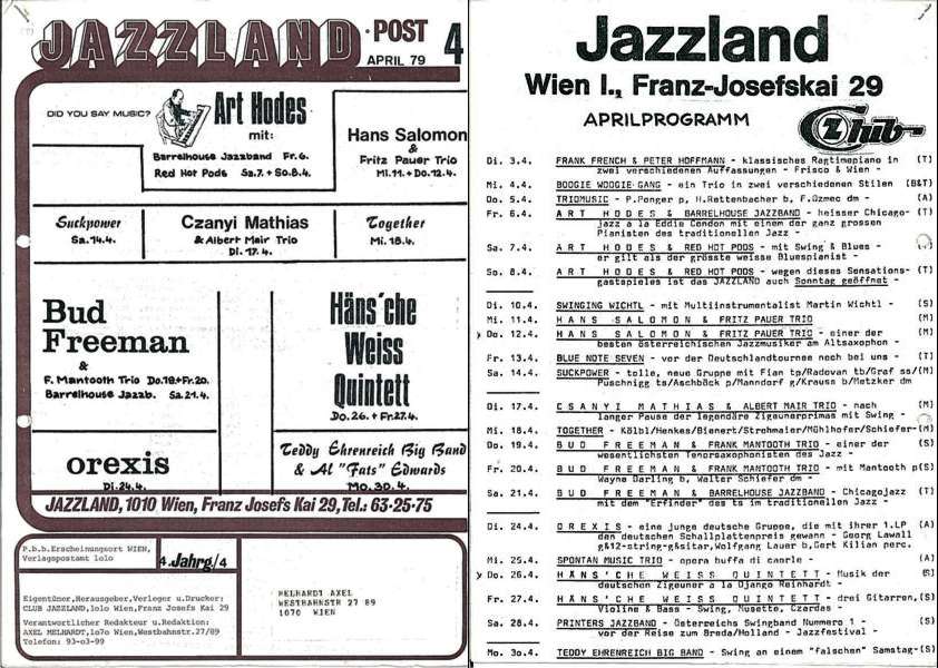 Jazzland Programm-Cover 04/1979