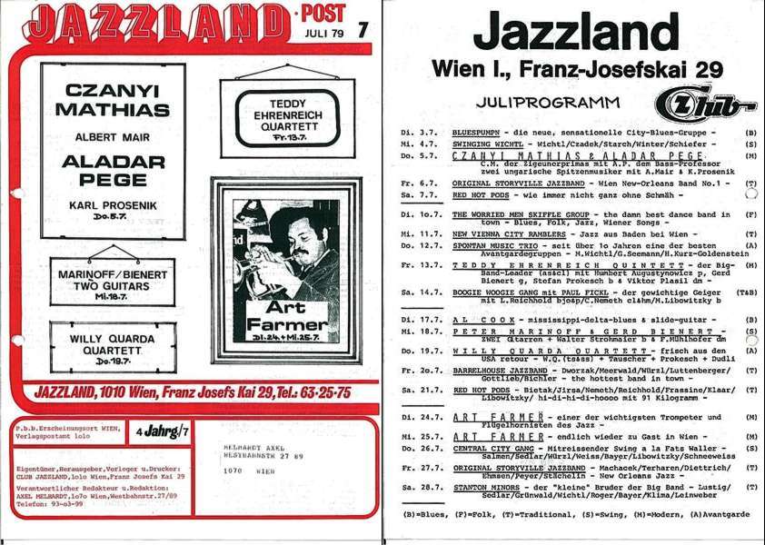 Jazzland Programm-Cover 07/1979