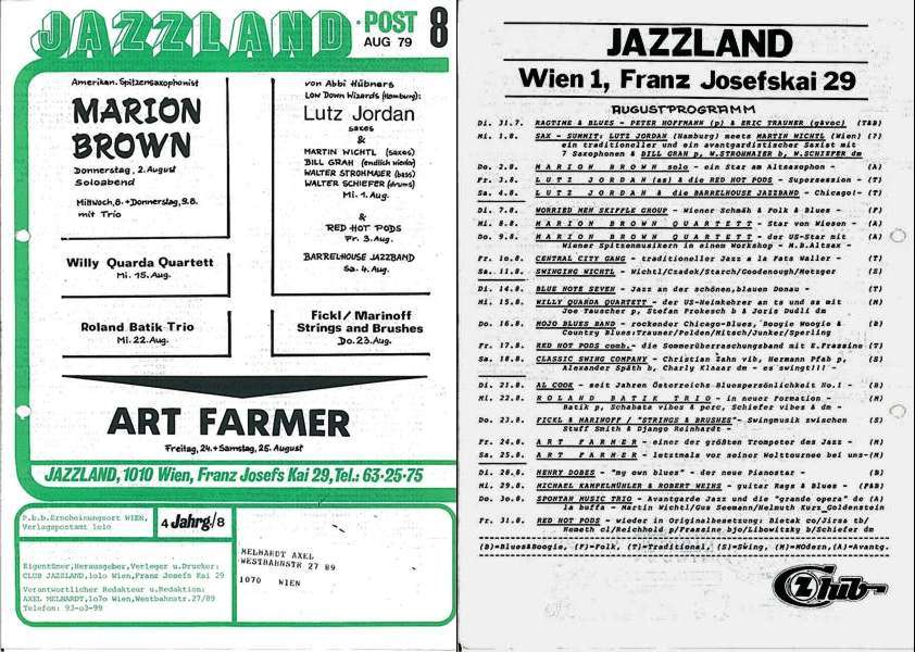 Jazzland Programm-Cover 08/1979