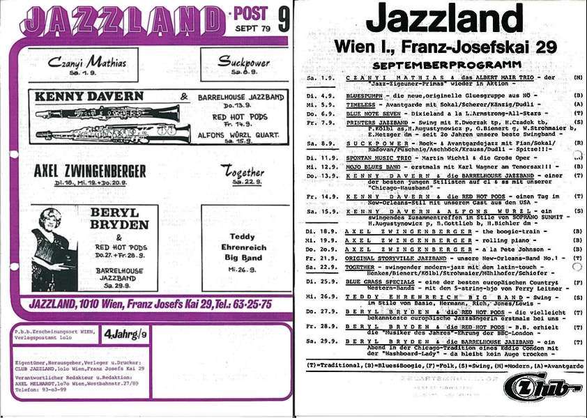 Jazzland Programm-Cover 09/1979