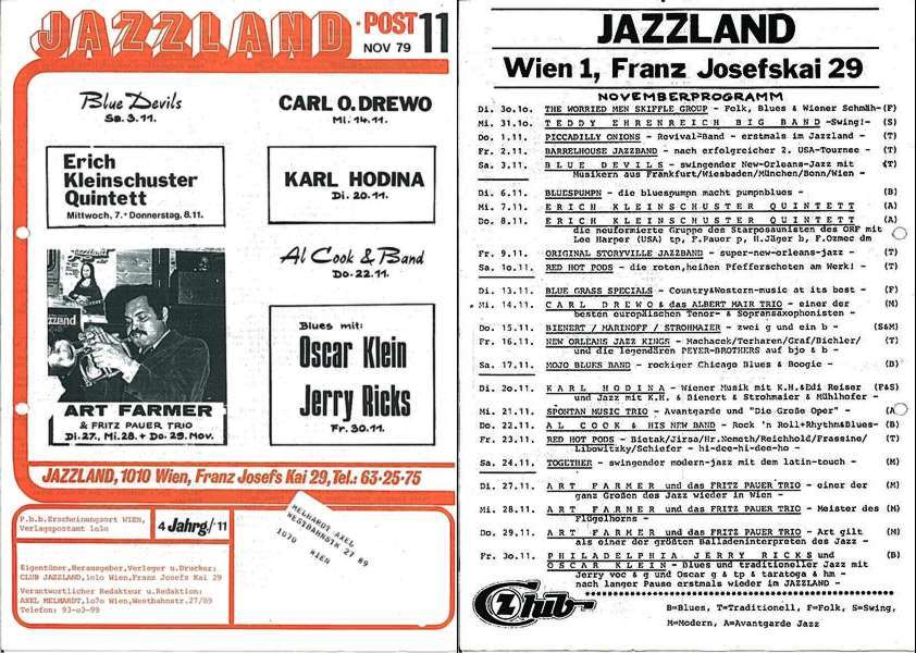 Jazzland Programm-Cover 11/1979