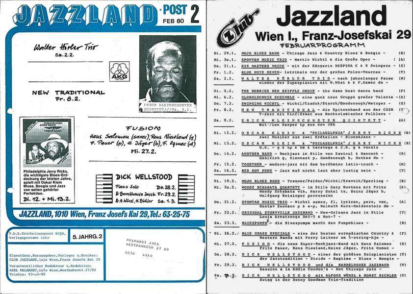 Jazzland Programm-Cover 02/1980