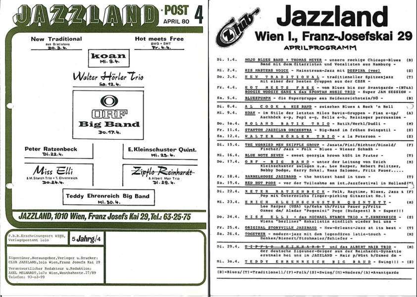 Jazzland Programm-Cover 04/1980