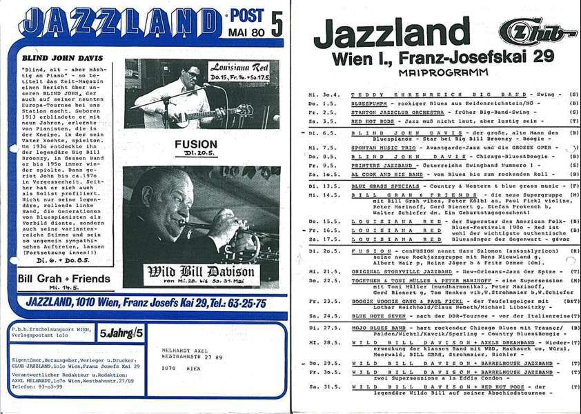 Jazzland Programm-Cover 05/1980