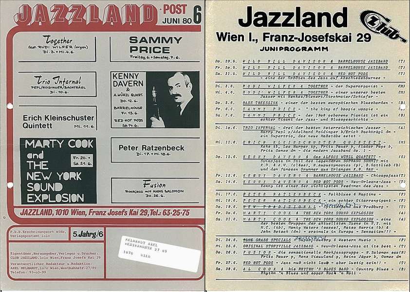 Jazzland Programm-Cover 06/1980