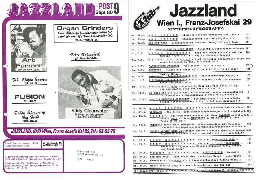 Jazzland Programm-Cover 09/1980