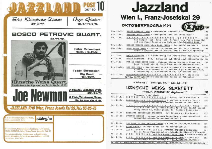 Jazzland Programm-Cover 10/1980