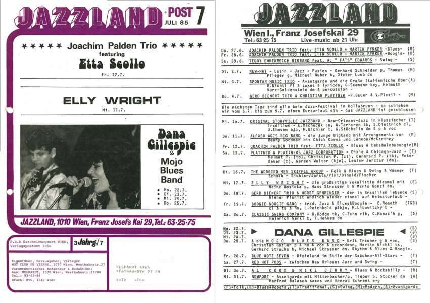 Jazzland Programm-Cover 07/1985