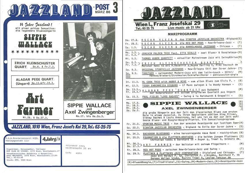 Jazzland Programm-Cover 03/1986