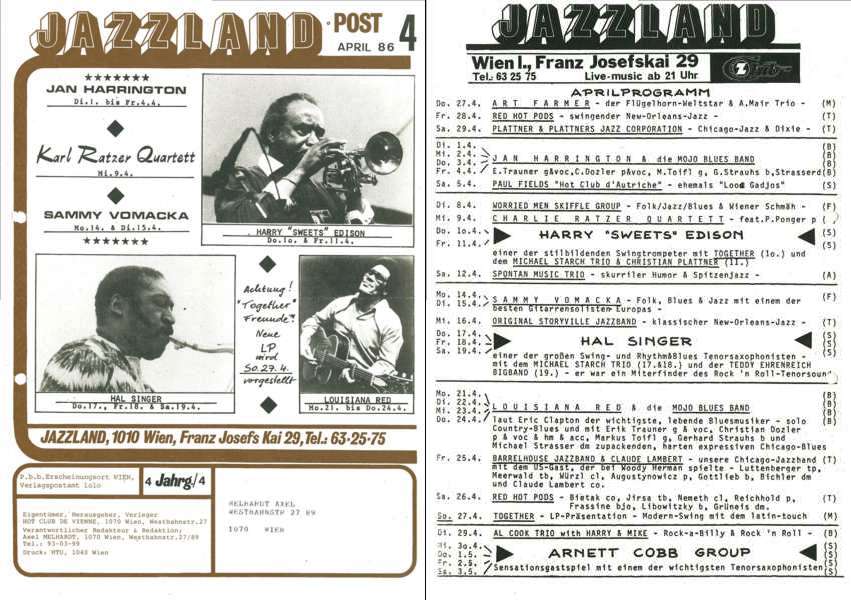 Jazzland Programm-Cover 04/1986