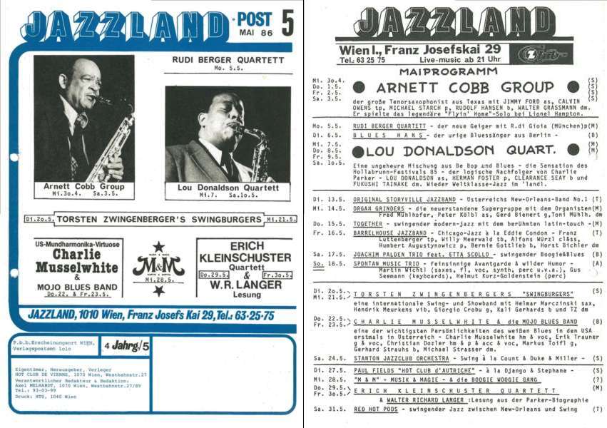 Jazzland Programm-Cover 05/1986