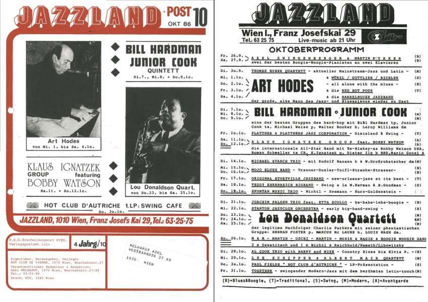 Jazzland Programm-Cover 10/1986