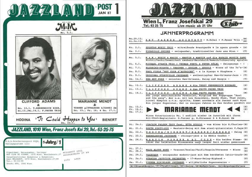 Jazzland Programm-Cover 01/1987