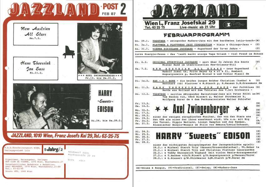 Jazzland Programm-Cover 02/1987