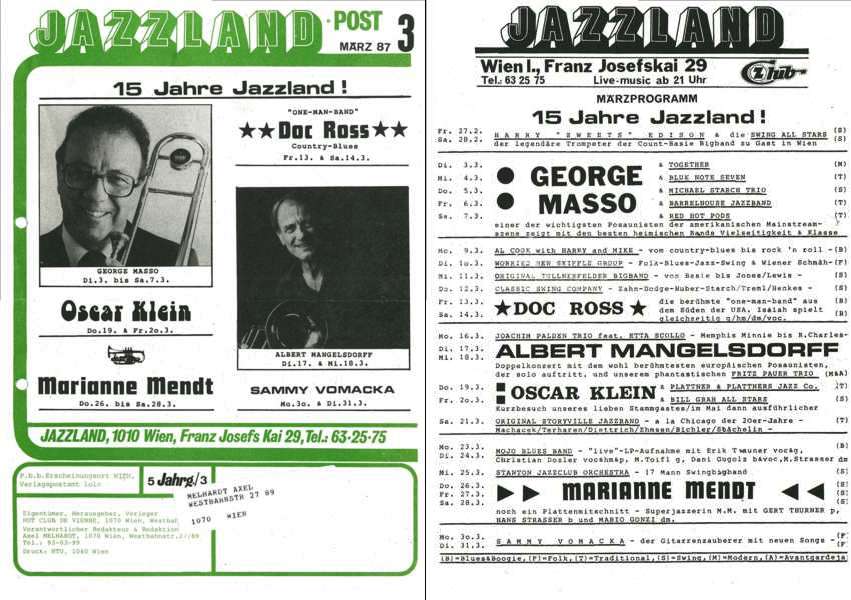 Jazzland Programm-Cover 03/1987