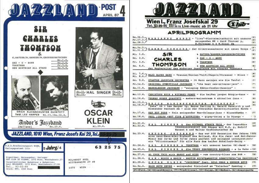 Jazzland Programm-Cover 04/1987