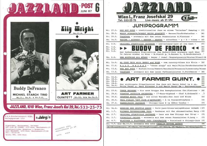 Jazzland Programm-Cover 06/1987