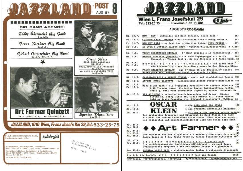 Jazzland Programm-Cover 08/1987